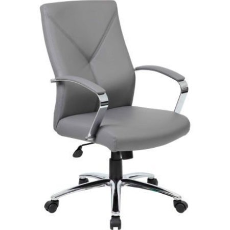 BOSS OFFICE PRODUCTS Boss LeatherPlus Executive Chair, Gray B10101-GY